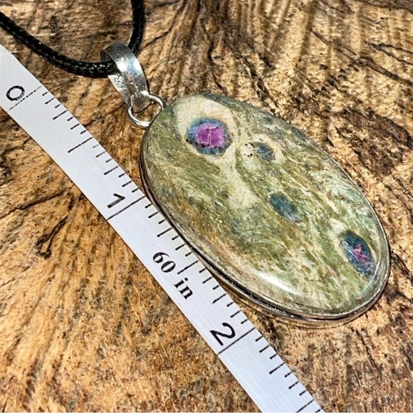 Corundum Ruby Fuchsite Pendant 2 1/4” - Picture 10 of 12